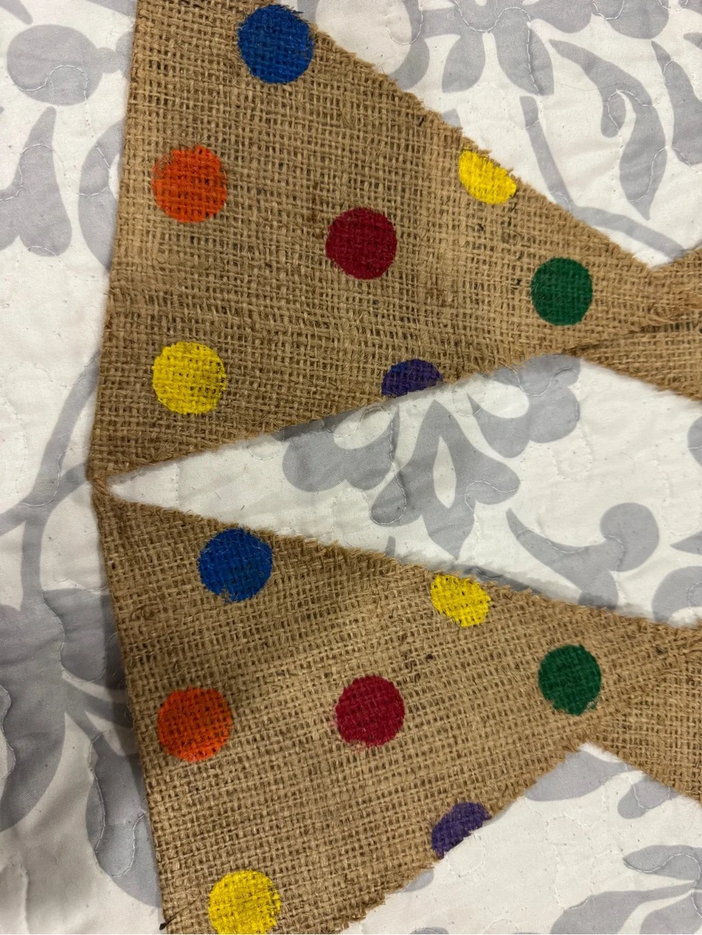 Burlap Happy Birthday Banner with Multicolor Letters